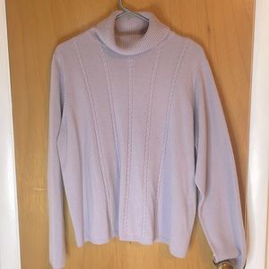 Fashion Bug Womens XL Lavender Cable Knit Turtleneck Sweater